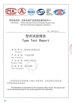 SCB13-100/10型式试验报告